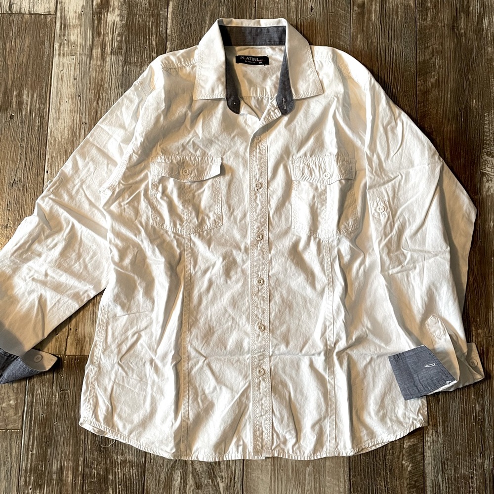 Men White-Grey Shirt